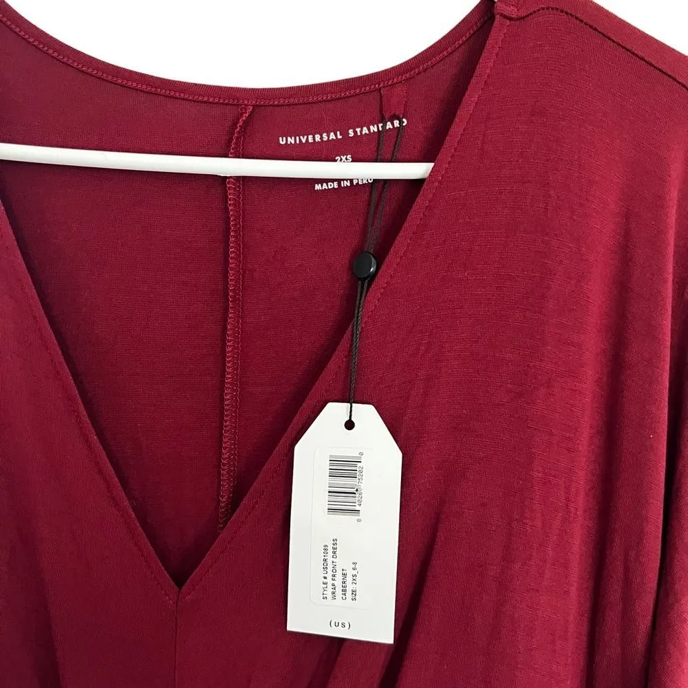 NWT Universal Standard Popover Tie Front Midi Dress 8 Cabernet Burgundy - Image 5