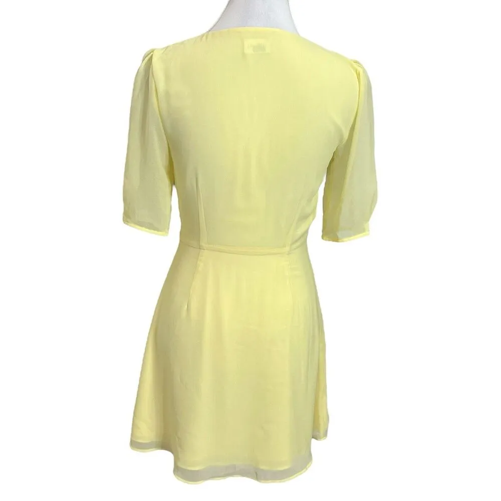 Aritzia Wilfred Freya Chiffon Button Front Mini Dress A Line Yellow Women Size 0 - Image 6