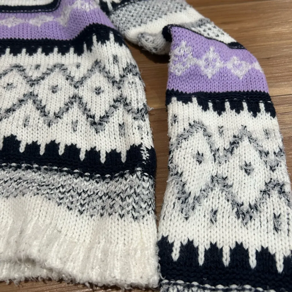 Arizona Jean Company V-Neck Hooded Sweater - Black, White, Purple Size Small - Image 2