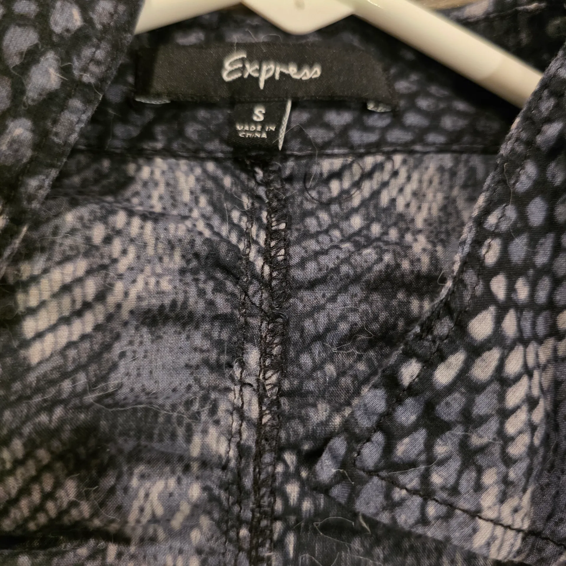 Express Gray Snake Print Button Down Shirt - Image 3