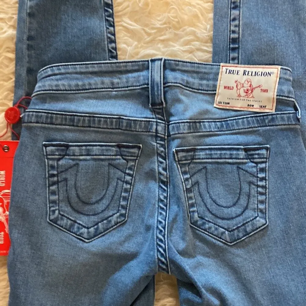 True Religion Halle Midnight Frost Blue Super Skinny Denim Blue Jeans NWT Sz 24 - Image 8