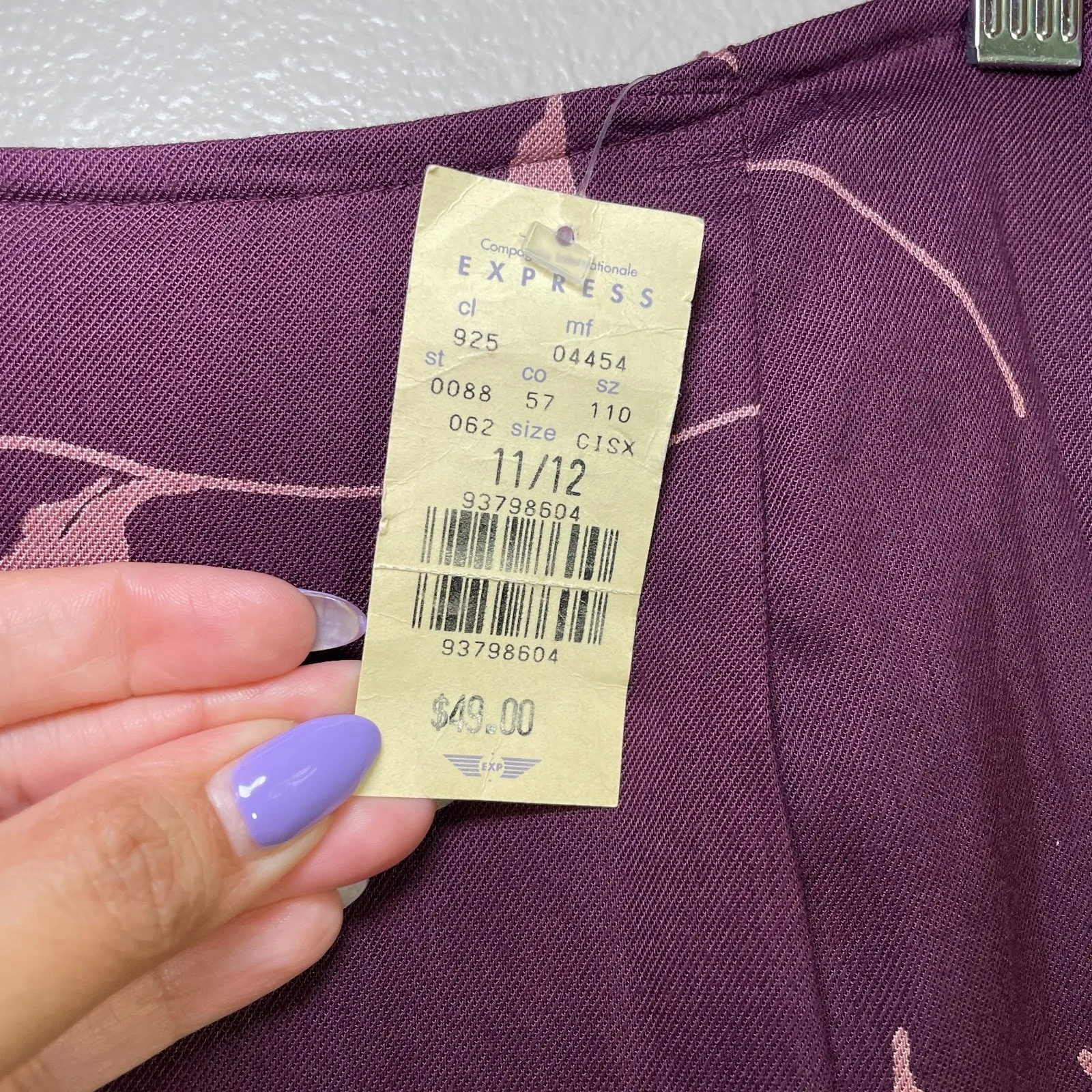 Vintage Express Long Maxi Skirt Y2K Floral Boho Size 11/12 90s Purple - Image 2