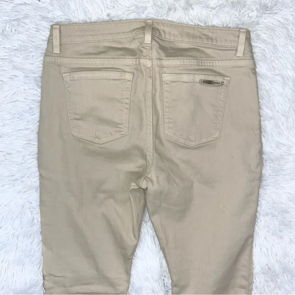 MICHAEL KORS Women’s Mid-Rise Light Tan Cropped Skinny Jeans 8 - Image 5