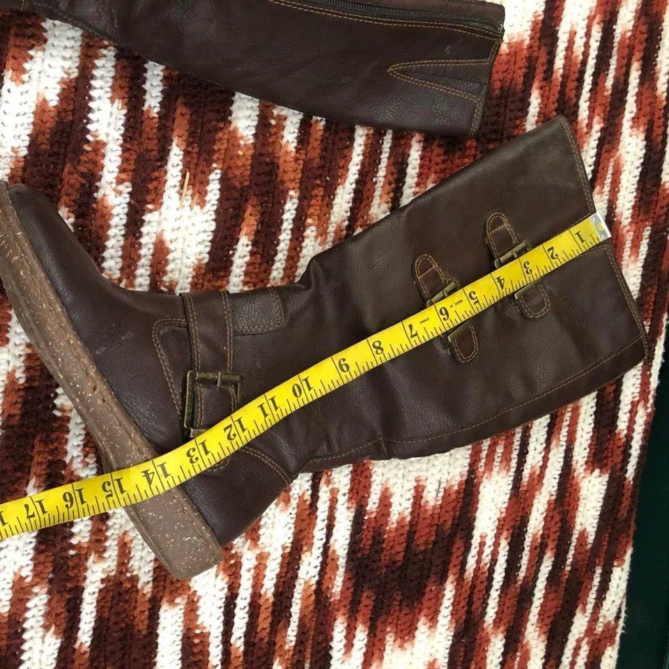 Y2K Born BOC Brown knee-high boots manmade leather buckles boho western #harness #campus #frye #justin #riding equestrian boho western indie hippie country festival biker - Image 5
