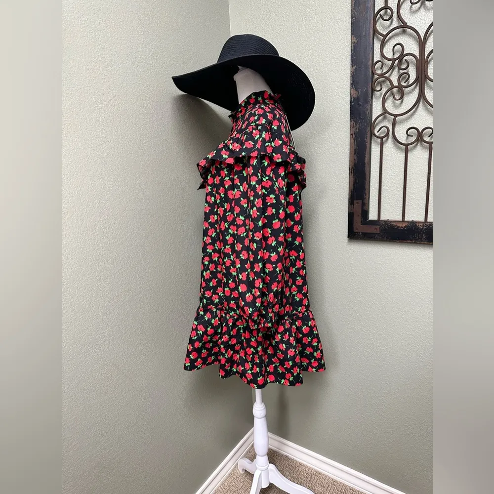 Zara long sleeve poplin floral ruffle mini dress - Image 7