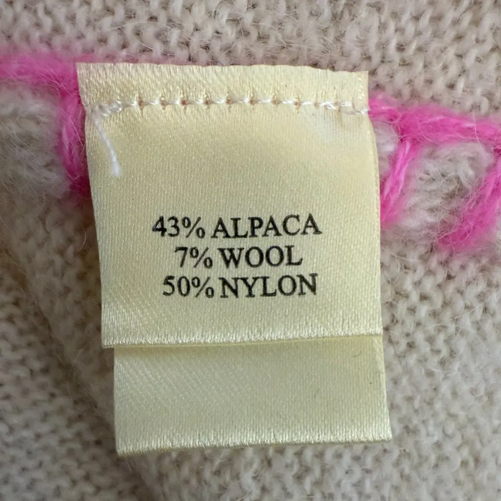 Dylan Harper Sweater Pullover Women's Small Tan Pink Knit Alpaca Wool Crewneck - Image 14