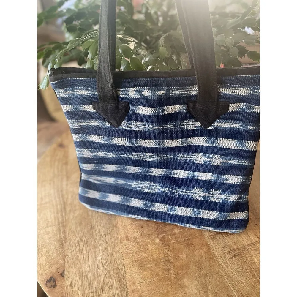 RUTH Y NOHEMI Guatemalan Colorful Children Of The Earth Padded Flat Bottom Tote Black - Image 2