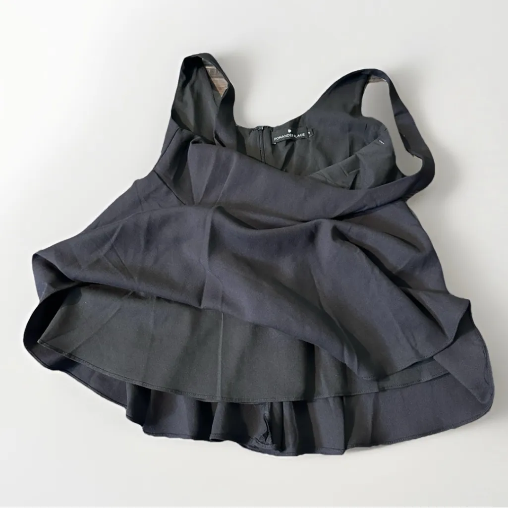 Pomander‎ Place by Tuckernuck Black Raina Top sz S Sleeveless Peplum Hem Tank - Image 6