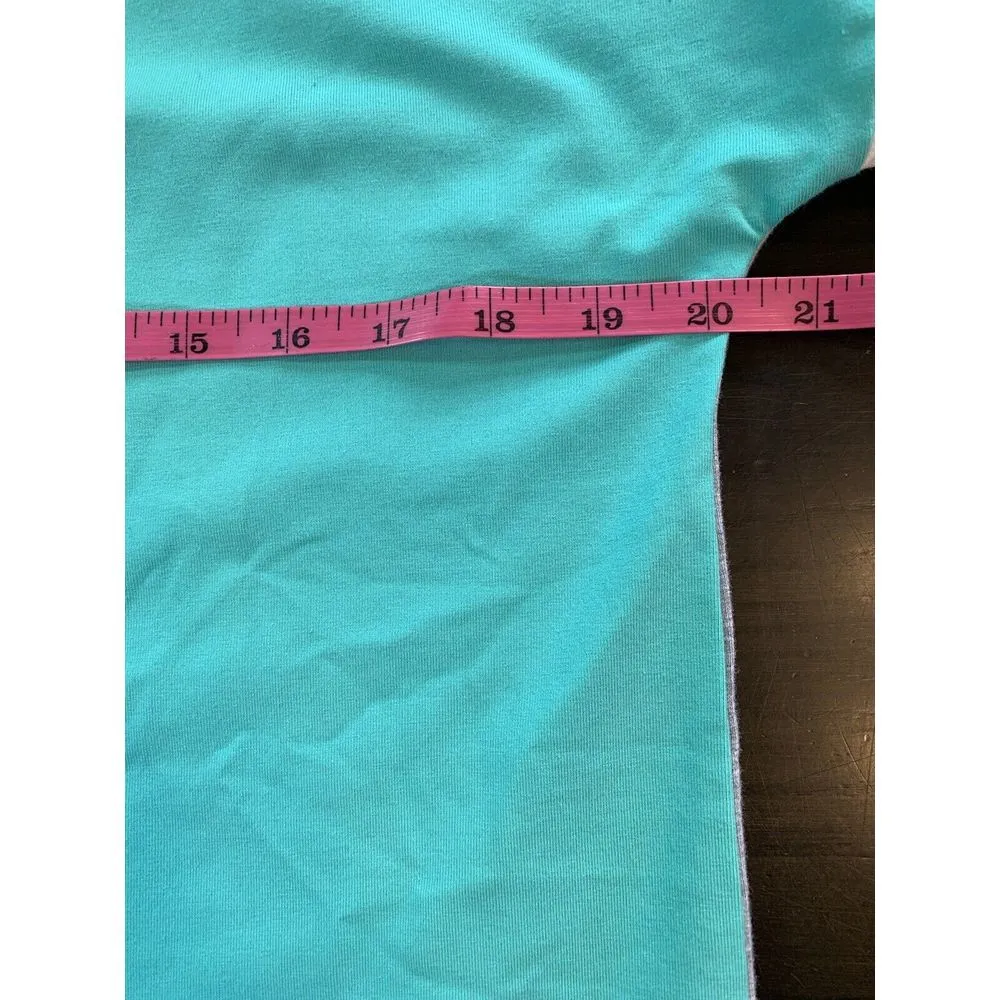 Neon Buddha Shirt‎ Womens Small Turquoise Gray White Color Block Active Top Yoga - Image 11