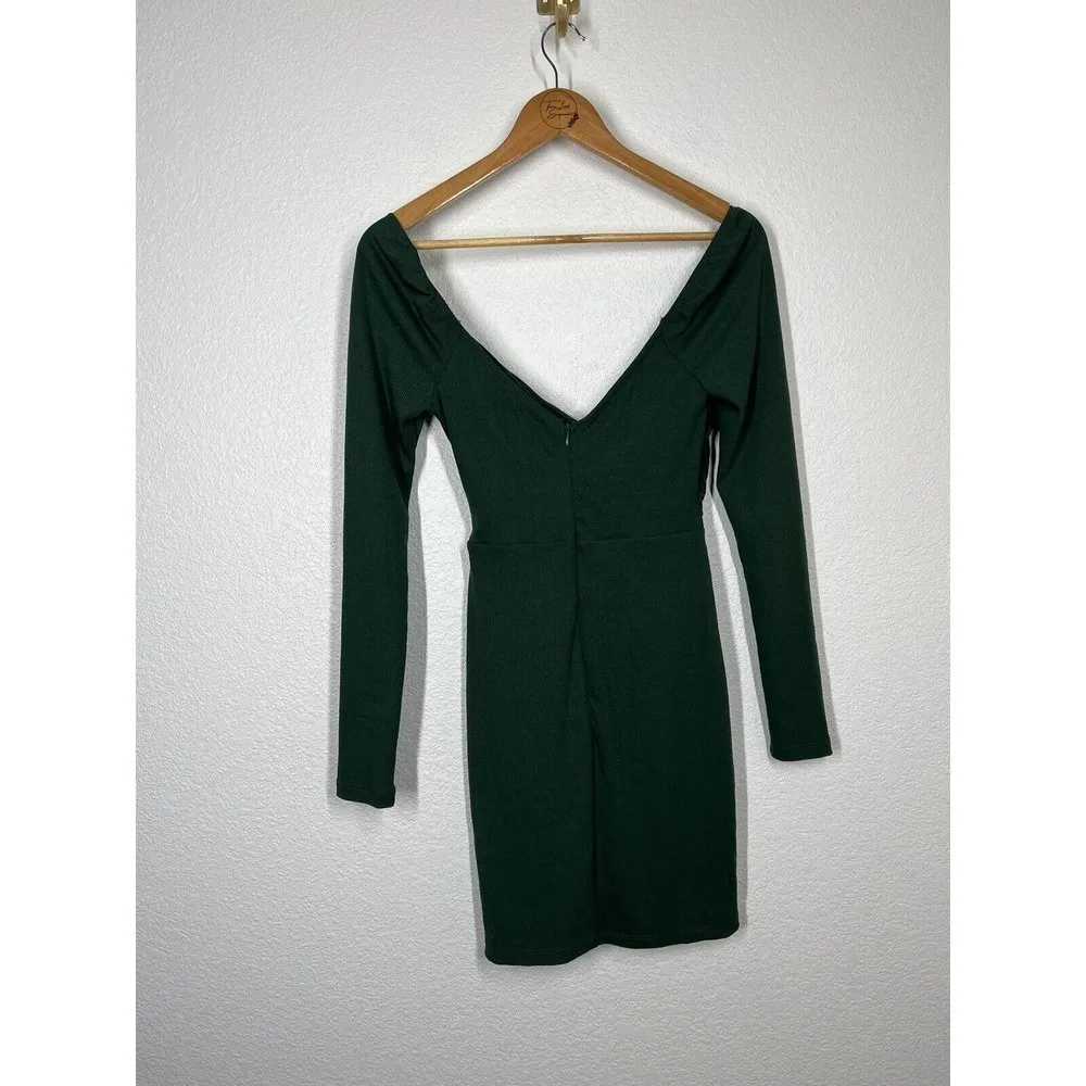 Hello Molly XS Kind Of Voodoo Love Dress Green Ribbed Mini - Image 4