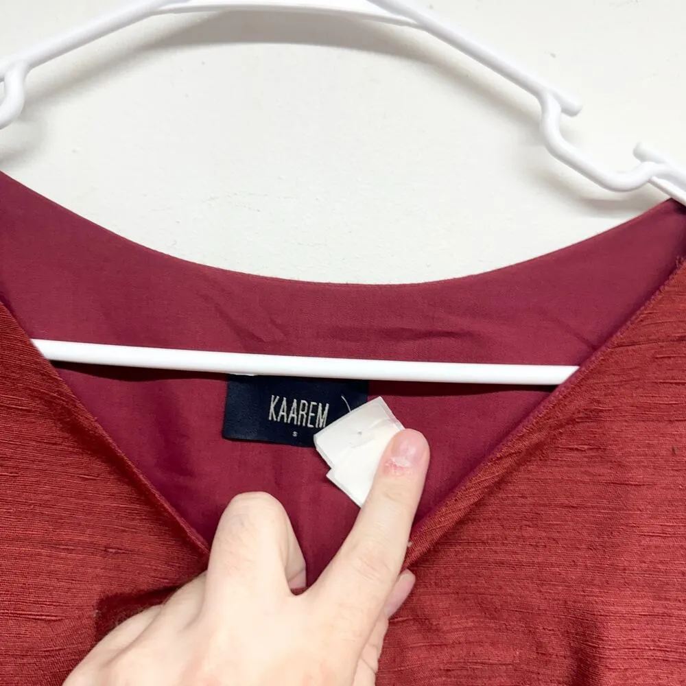 KAAREM Women Phoenix 3/4 Sleeve Boatneck Silk Mini Dress Size Small Red - Image 3