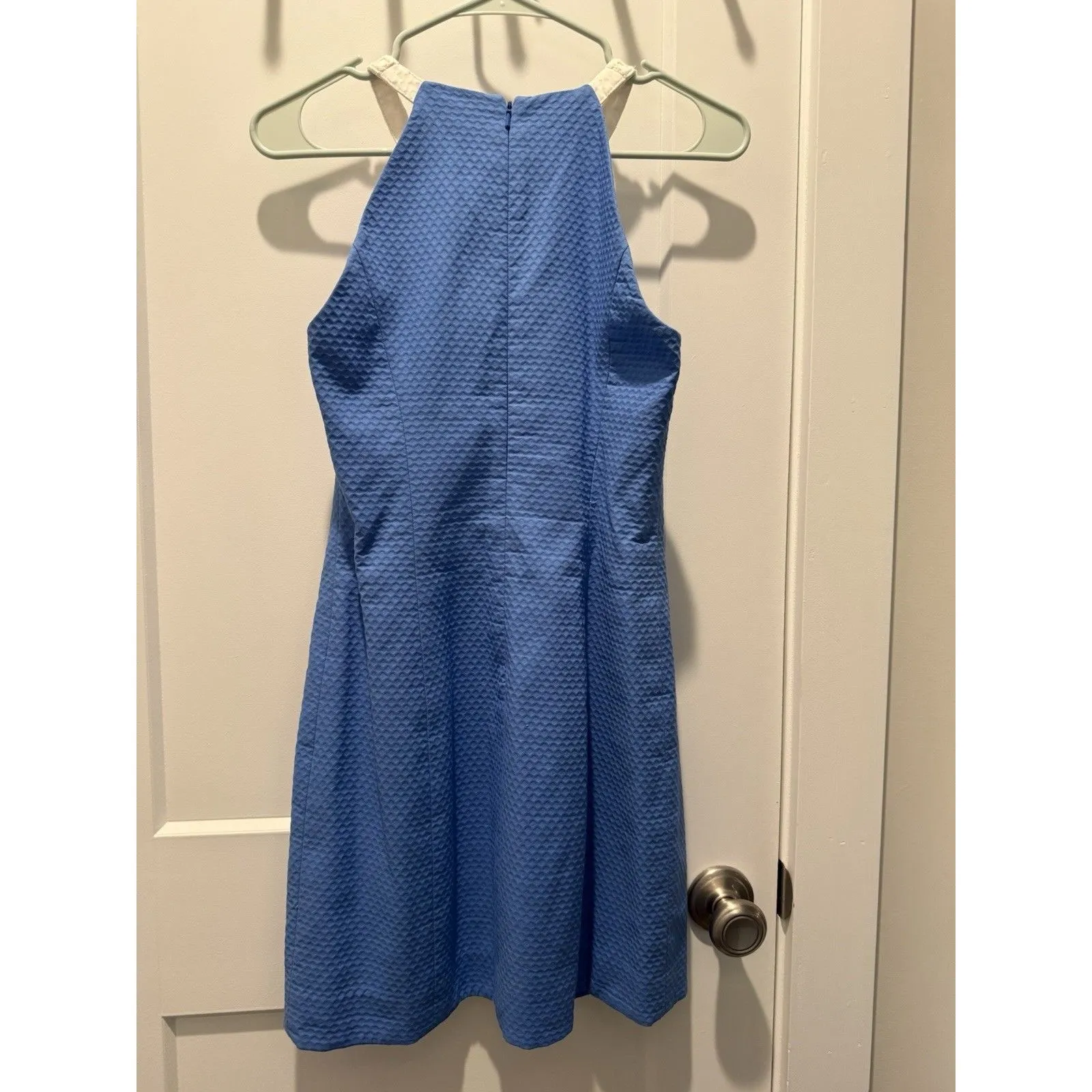 Lilly Pulitzer Molly Blue White Cutout Hexagon Neckline Lined Mini Dress Small 2 - Image 6