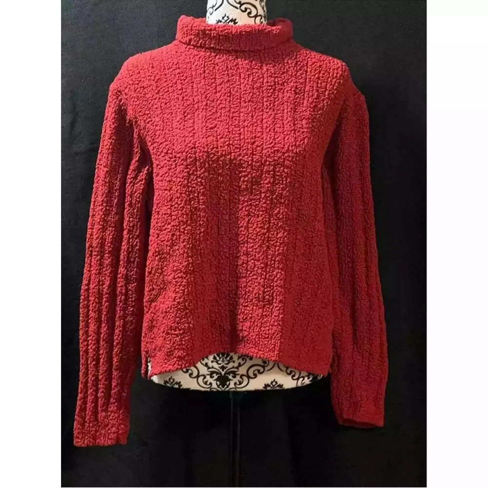 Columbia Knit Sweater Mock Neck Women’s Size Large Dark Red Outdoors - Image 10