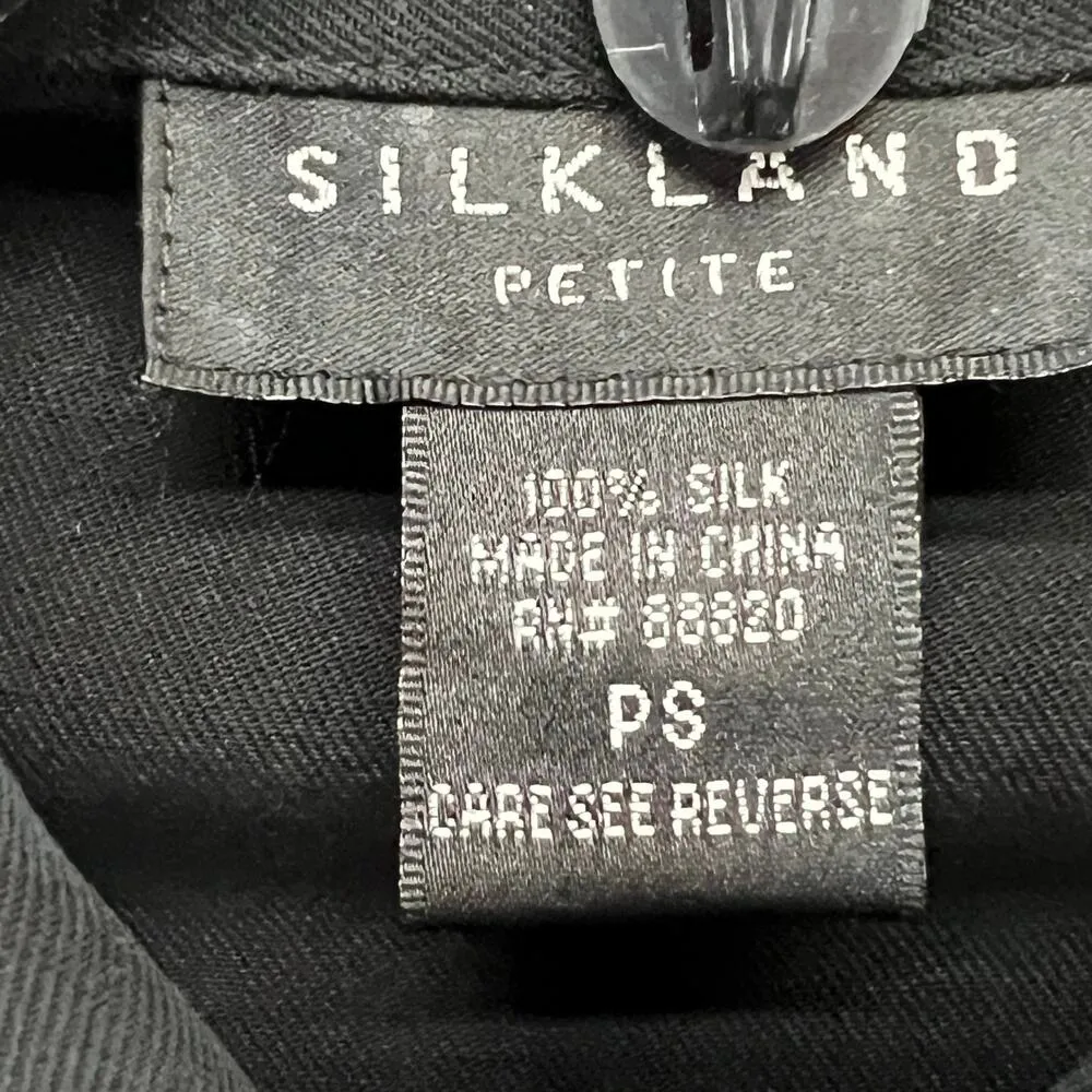 Silkland Y2K Shirt Women S Petite Black Silk Embroider Floral Button Up Boho Art Size undefined - Image 12