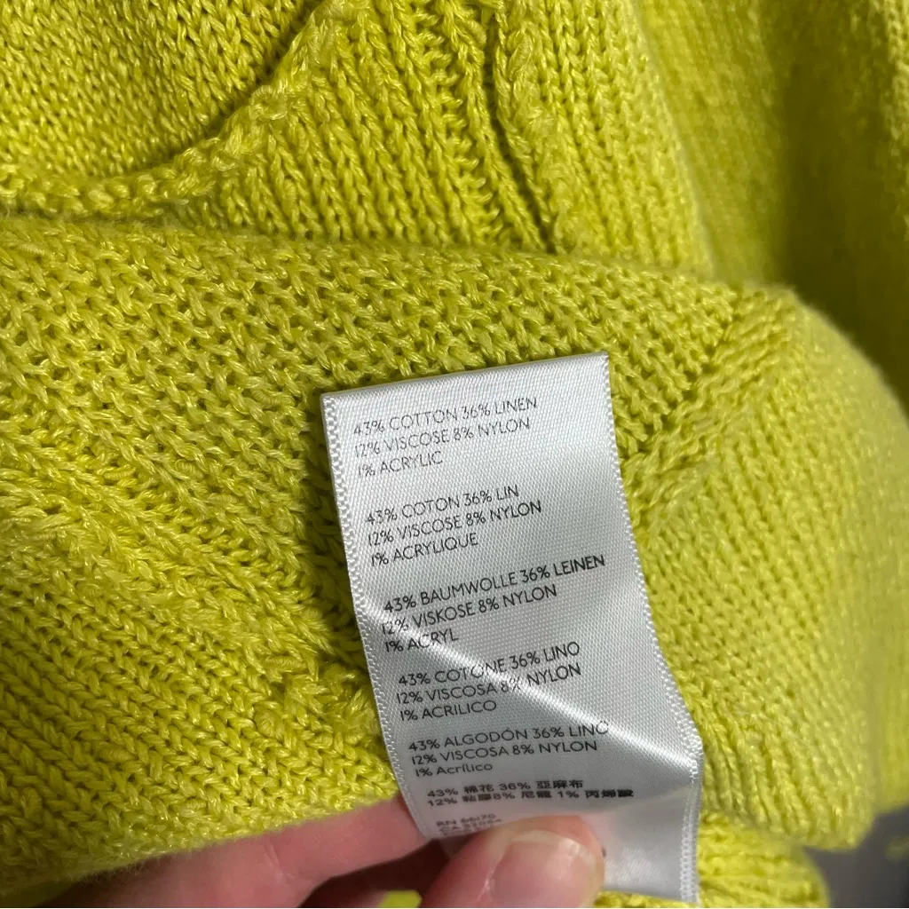 Free People Prism Knit Crop Sweater Yellow Lemon Zest linen blend distressed - Image 7