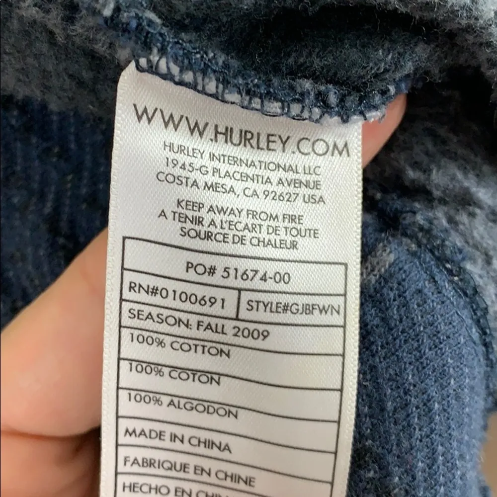 Hurley Winchester Blue Plaid Hooded Flannel Jacket - Image 4