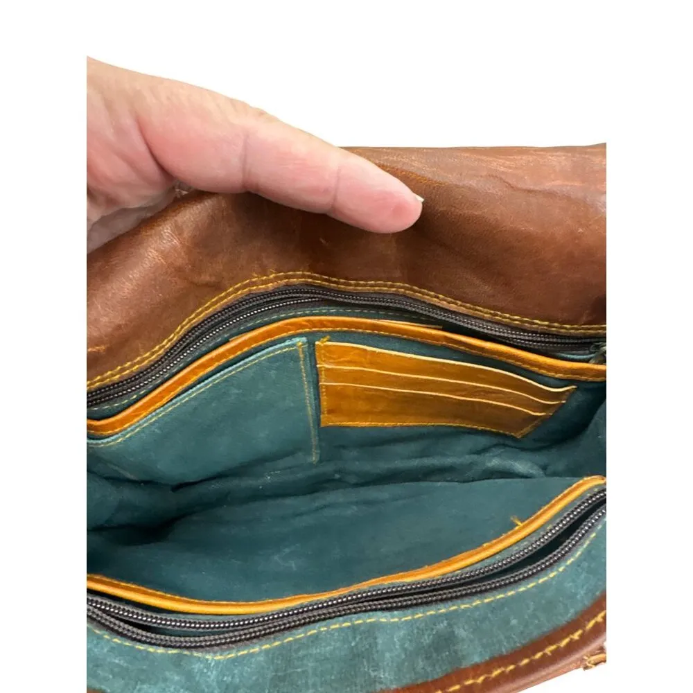 Firu womens Vintage Leather Handmade crossbody Purse 9x10 SKU 7164 Brown - Image 12