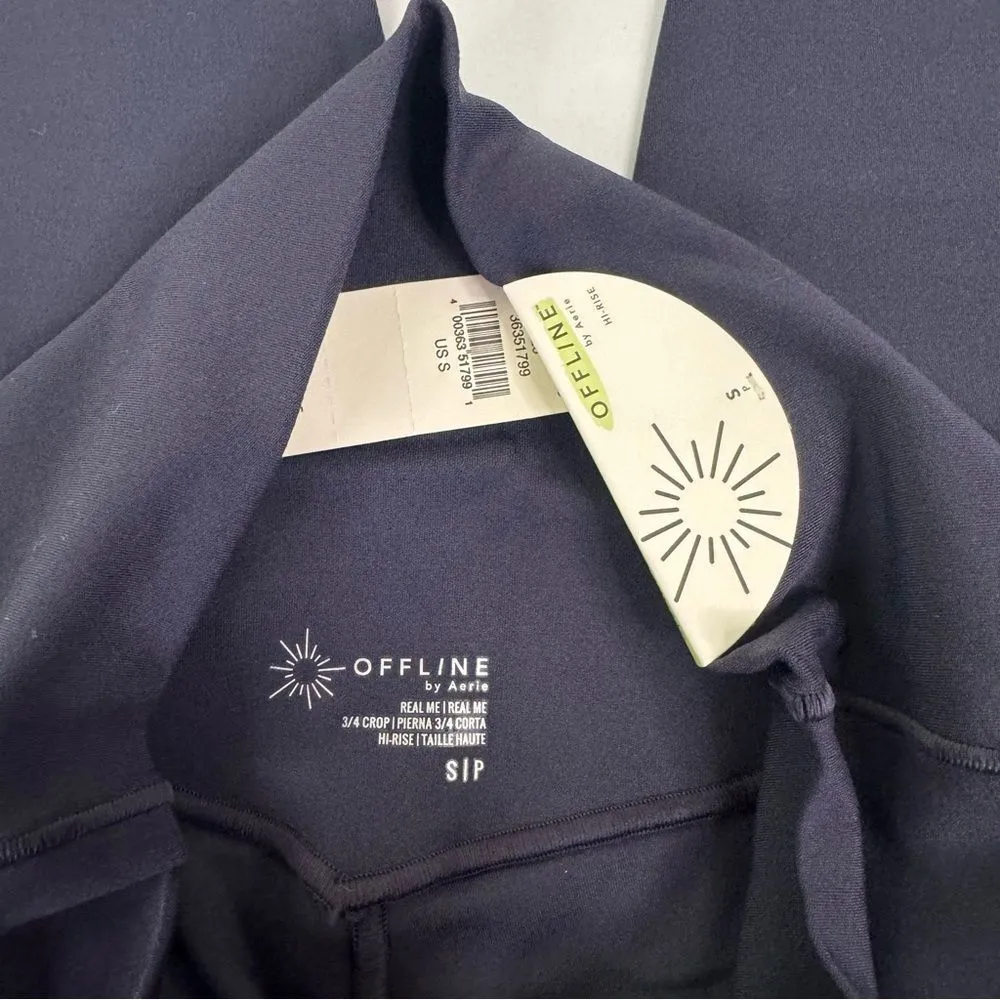NWT OFFLINE Aerie Navy Size S Real Me High Waisted 3/4 Crop Legging Gym Active - Image 4