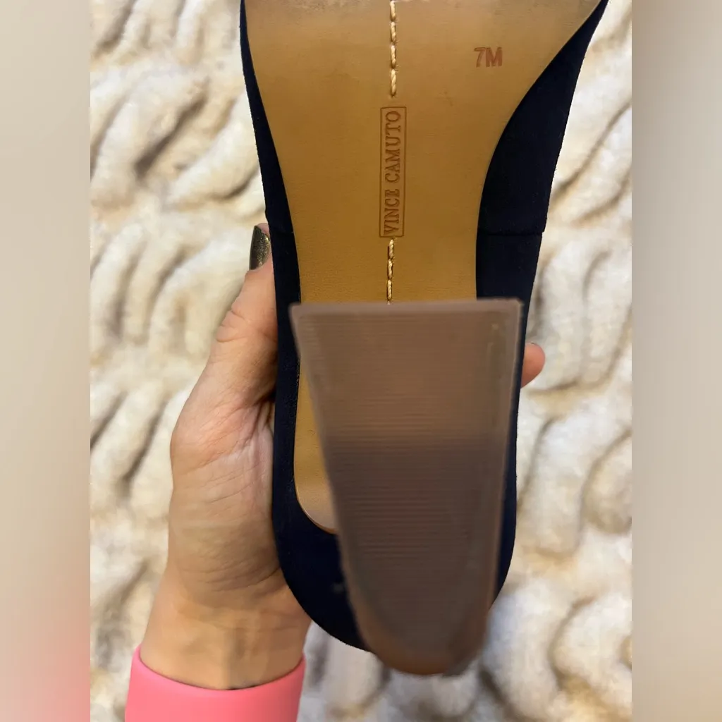 Vince Camuto Black Suede Block Heel Pumps - Image 4