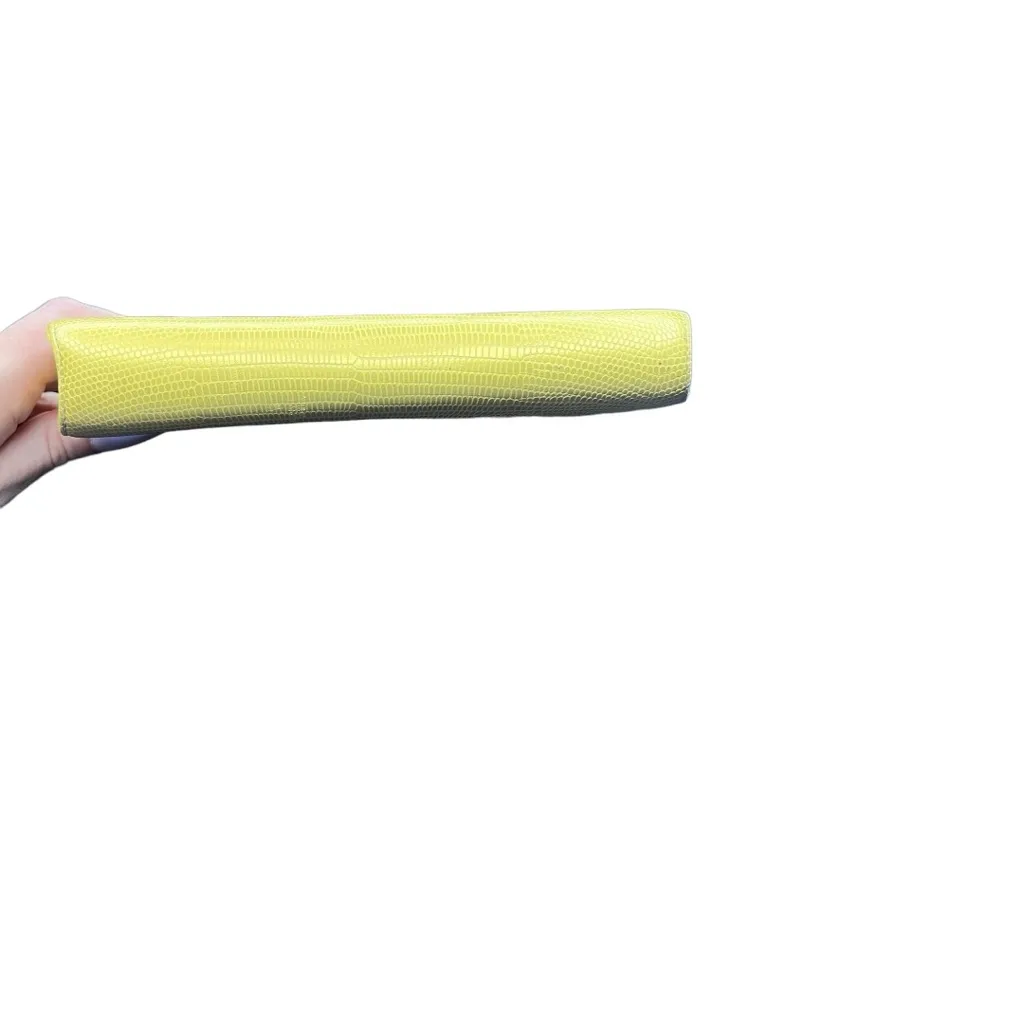 Cole Haan Embossed Snake Print Leather Kiss-lock Clutch Buttercream - Image 7