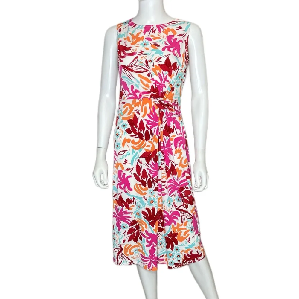 Maggy London Floral Sleeveless Side Gather Midi Dress Women’s Sz 4 - Image 2