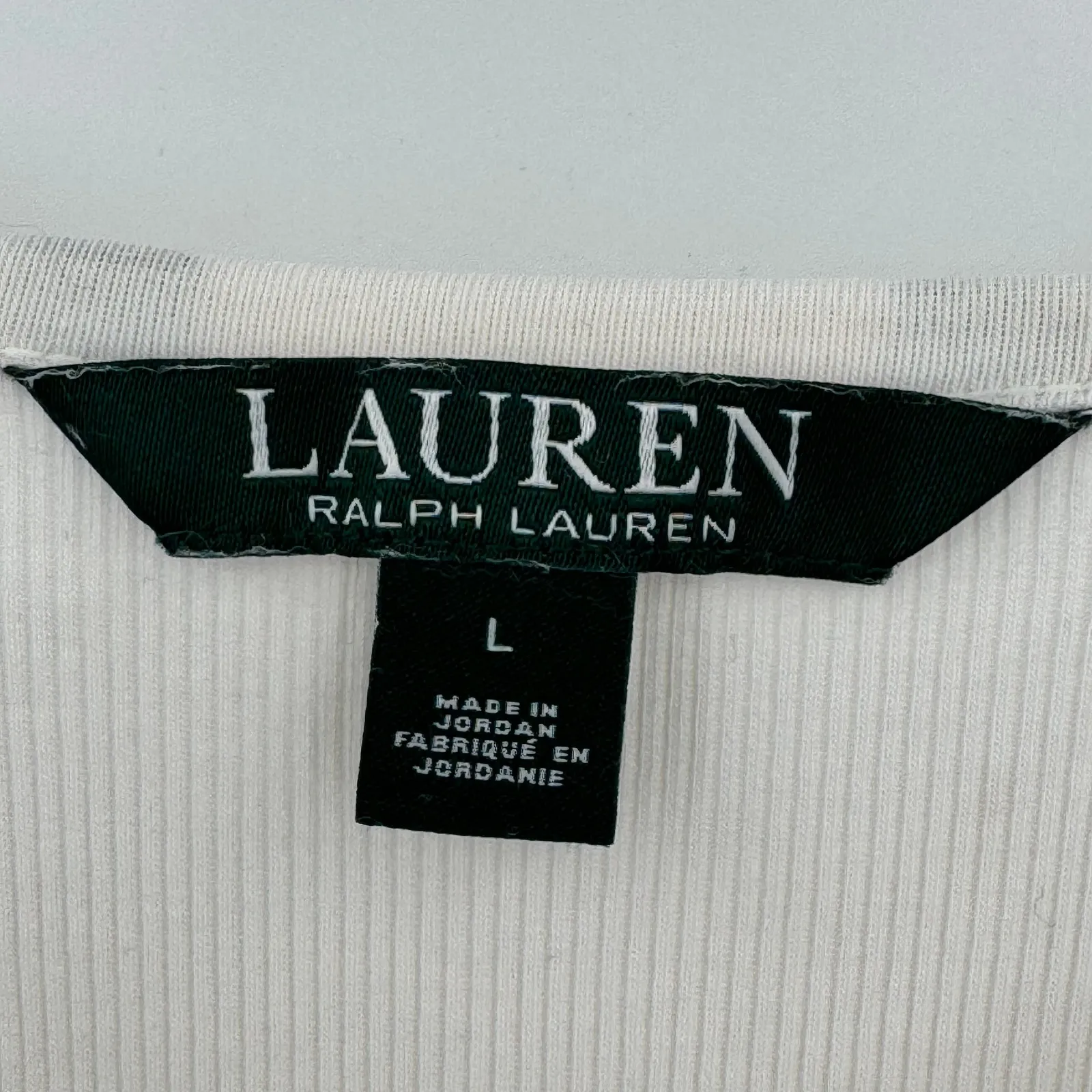Lauren By Ralph Lauren blouse women's L zip shoulder rib knit top cream brown - Image 6