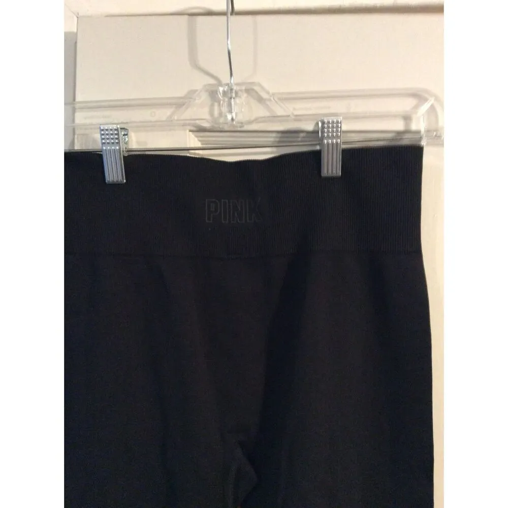 Victoria's Secret PINK Seamless Crop Top and NWT Leggings Logo Black Medium - Image 9