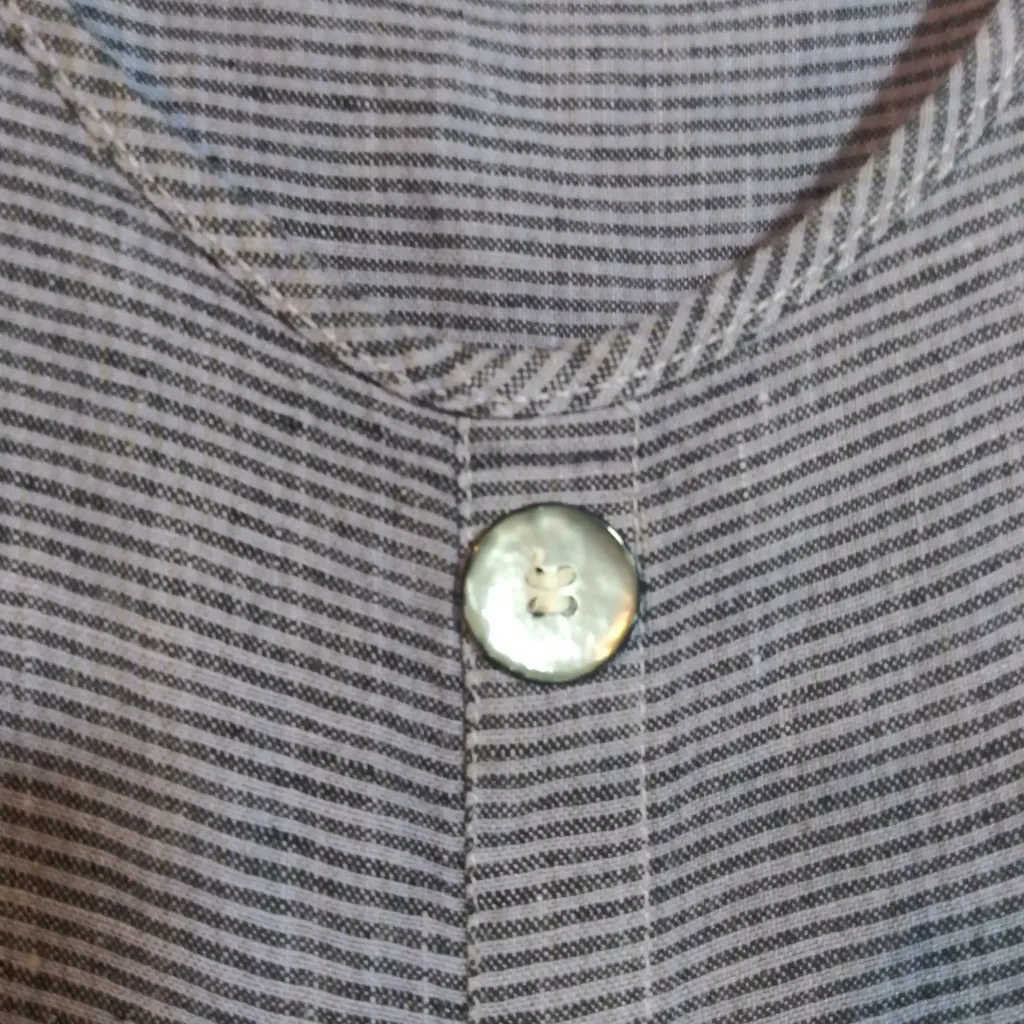 Liz & Jane Natural Linen Stripe Sleeveless Button - Image 5