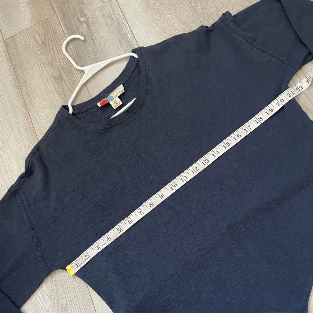 Free People Sweater cropped long sleeve womens Navy Blue (small) beach casual - Image 3