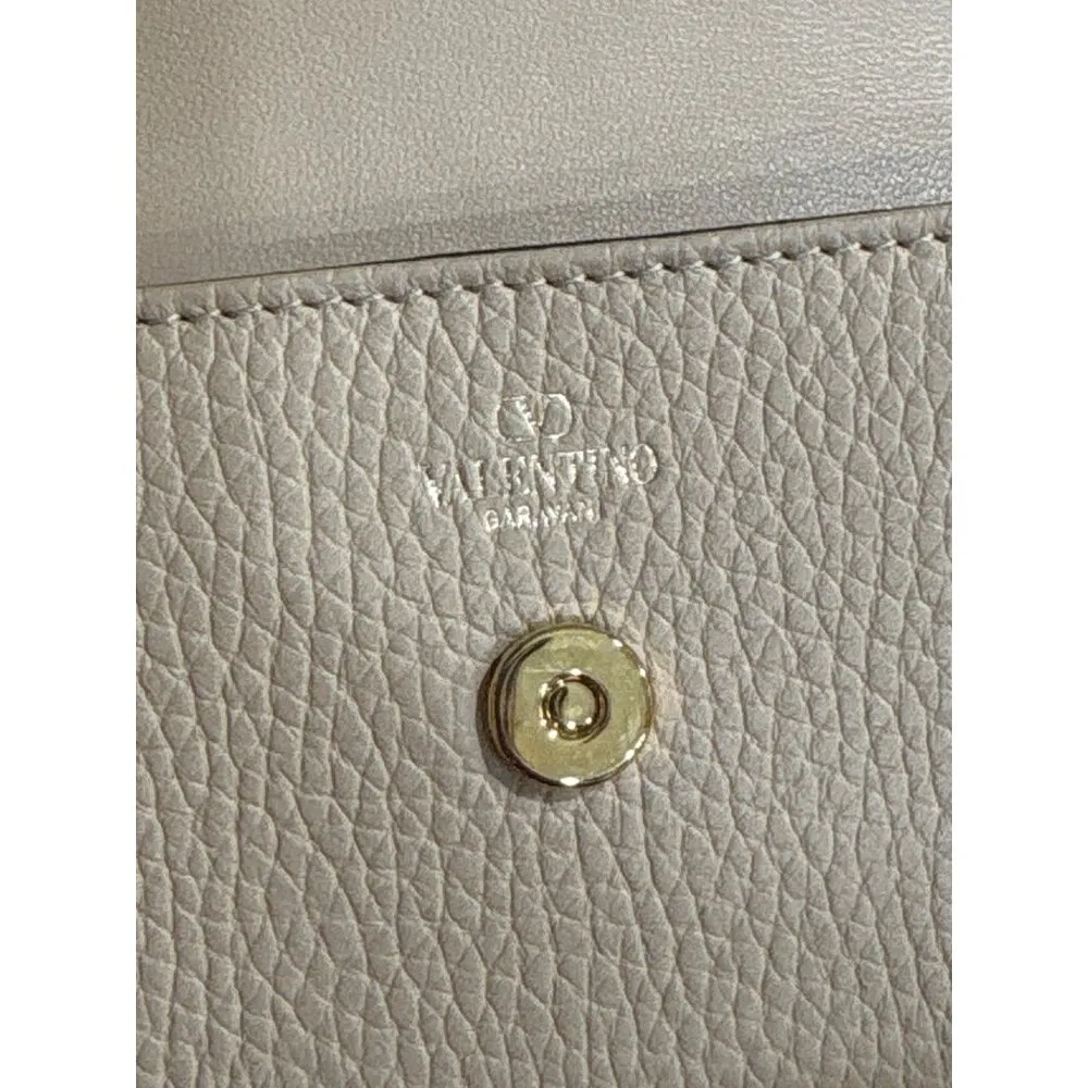 Valentino Garavani V Logo Card Case in Cappuccino Womens Leather Wallet - Image 10