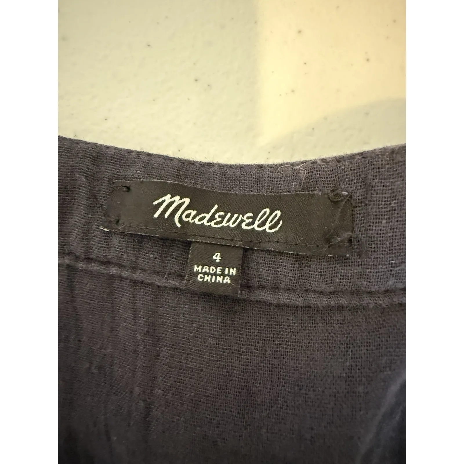 Madewell Black Cotton Gauze Tiered Mini Dress Long Sleeve‎ V-Neck Sz 4 Flowy - Image 6