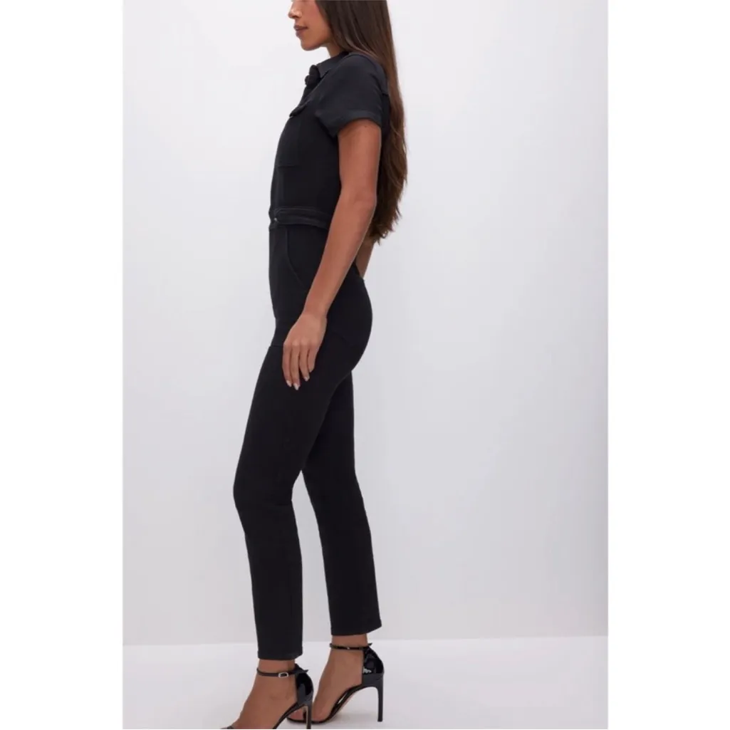 Good American Fit For Success Denim Jumpsuit Black Womens Size S - Image 6