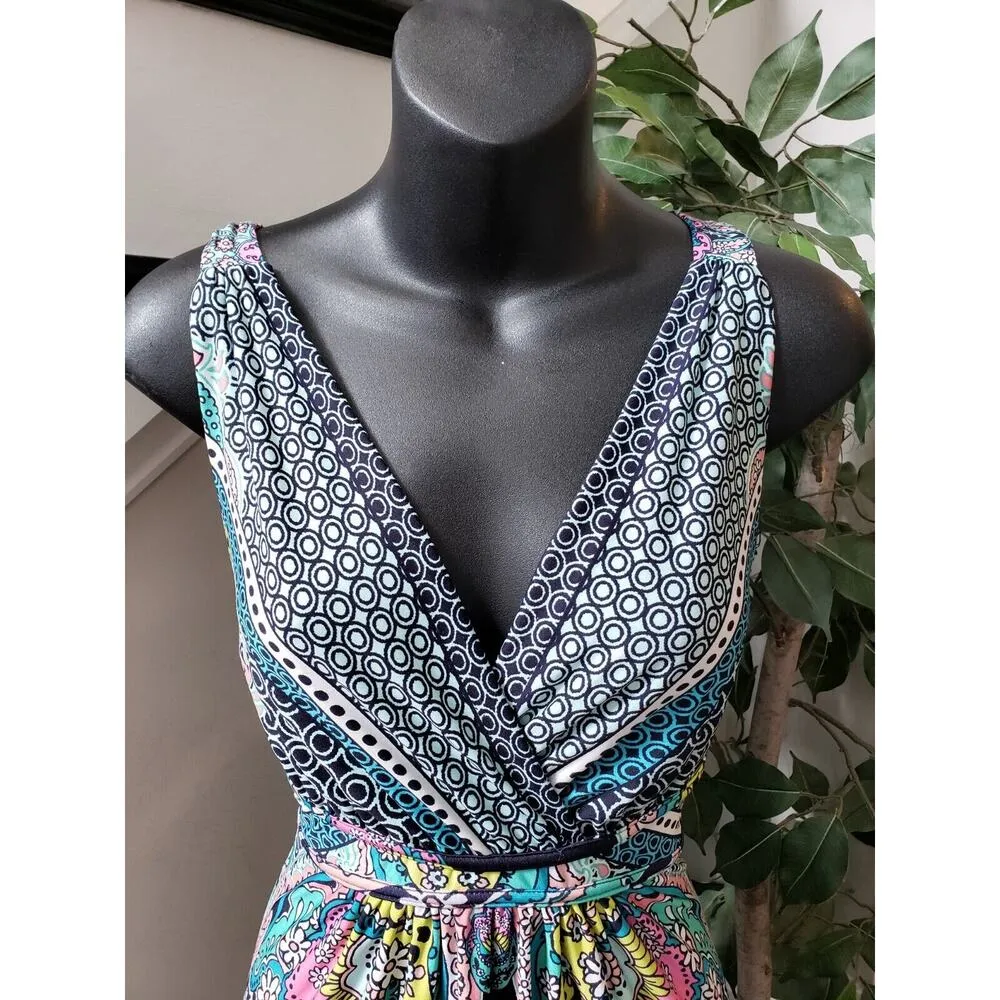 John Paul Richard Womens Multi Floral Backless Wide Strap Long Maxi Dress Size S - Image 2