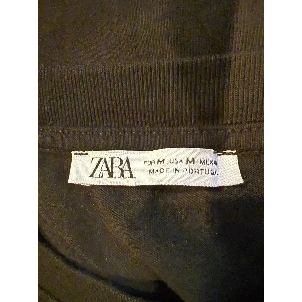 Zara Oversized Relaxed Fit Some Weird Stuff Basic T Shirt M Black Yellow #3393 - Image 8