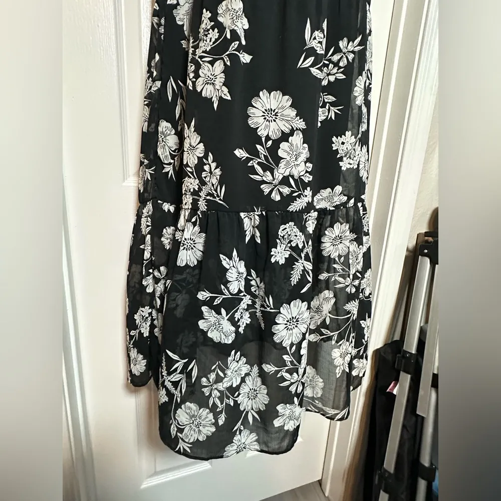 J. Crew Mercantile Black & White Floral Tiered Hem Tank Top Maxi Dress Size 6 - Image 7