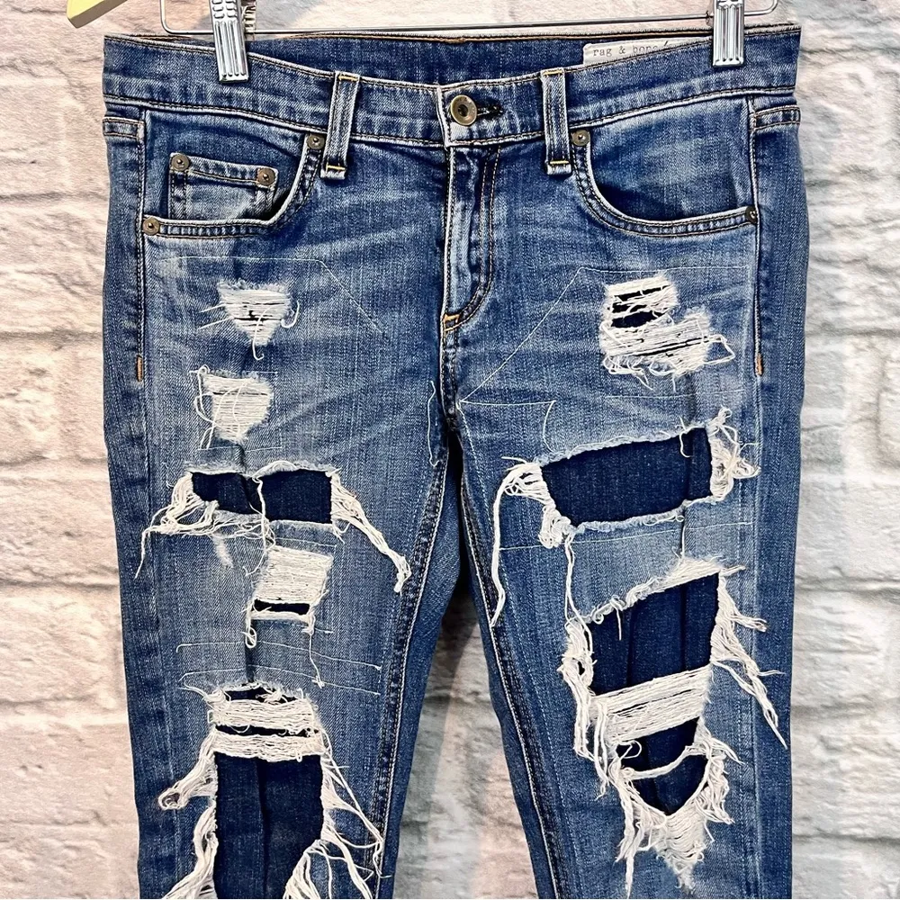 Rag & Bone Women’s 26” Dre Ada Brigade Distressed Blue Skinny Jeans W1590K510ADB - Image 3
