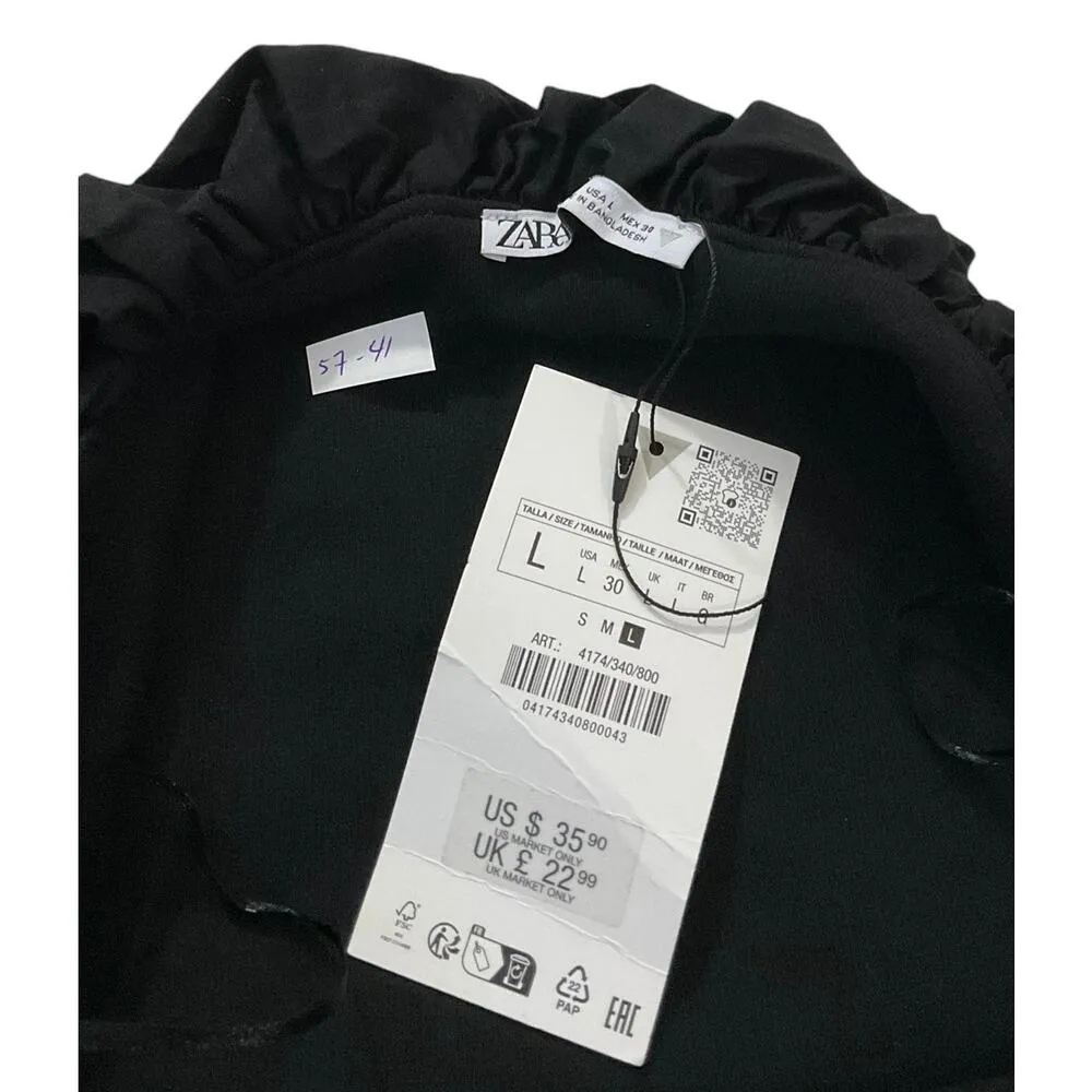 Zara Black Off the Shoulder Strapless Bodycon Dress Women Size Large NWT | 57-41 - Image 4