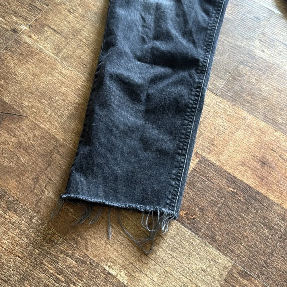 Old Navy mid rise boyfriend black denim jeans raw hem - Image 3