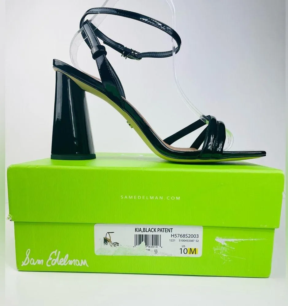 Sam Edelman Kia Black Patent Block Heel Sandal Size 10 - Image 2