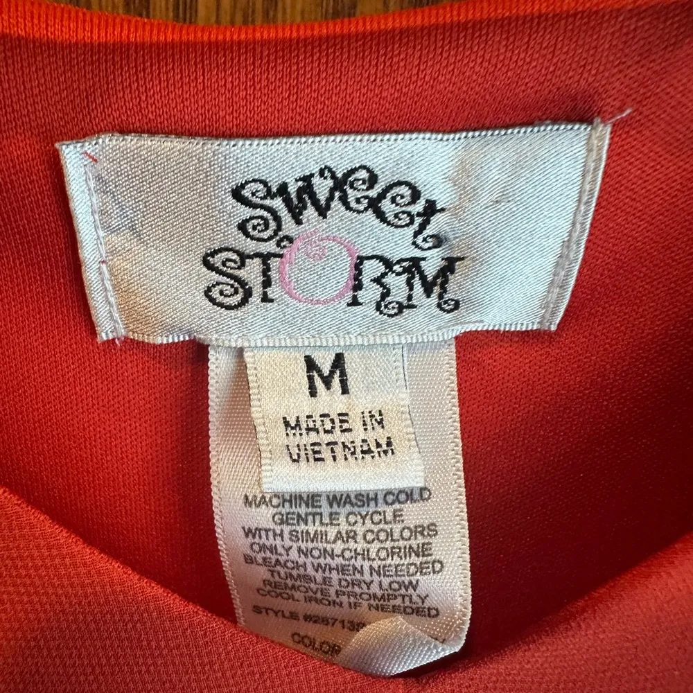 Sweet Storm Juniors Medium Coral Flutter Sleeve Dress Elastic Waist - Image 3