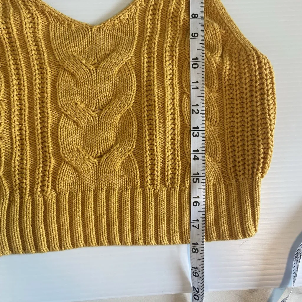 American Eagle Crochet Knit Babydoll Cami Top Sz L Gold Y2K Coquette Boho Hippie - Image 8