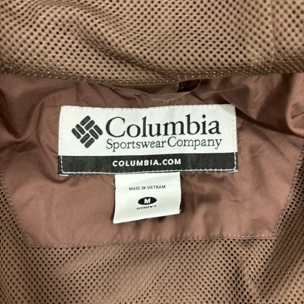 COLUMBIA Lightweight Rain windbreaker Brown jacket coat hood & pockets Size M - Image 8