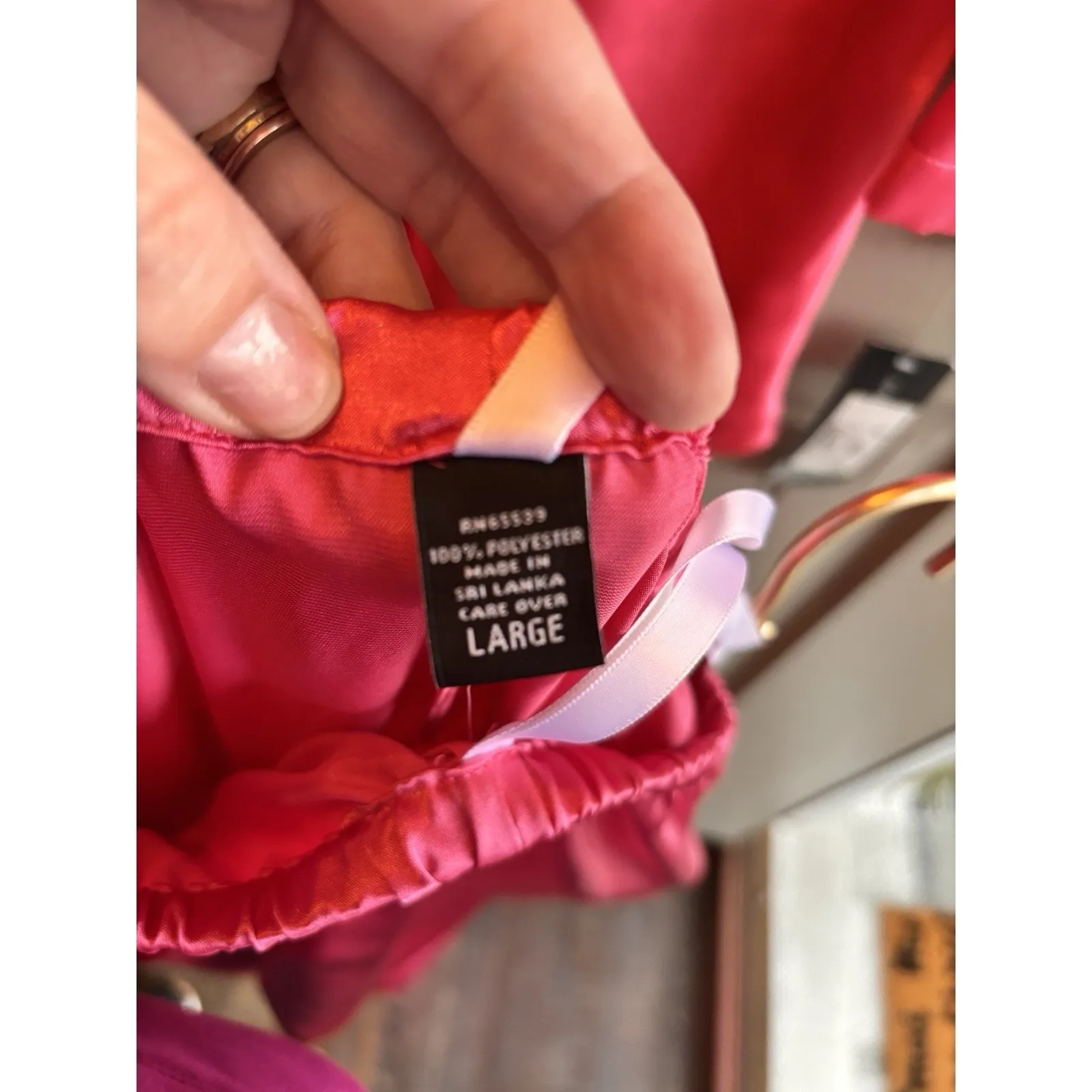 NWT Jones New York Satin Pajamas 2 pc Set Top Pants Lounge Set Embroidered Large - Image 7