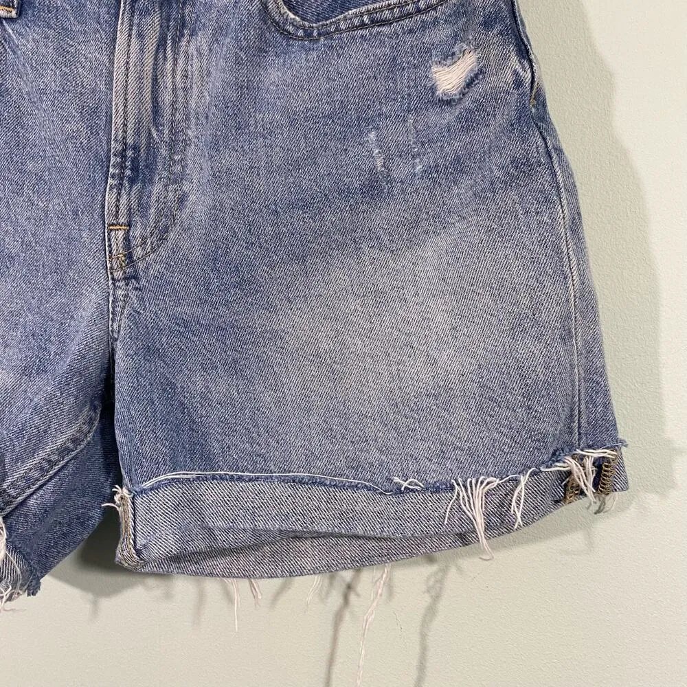 Everlane Women's Blue Organic Cotton Cuff Hem Denim Shorts Size 25 - Image 3