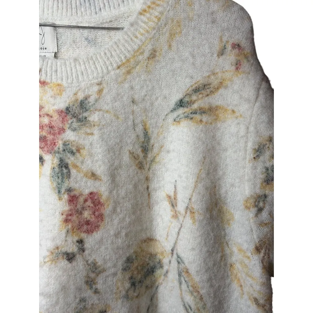 JOIE Womens 2X Sweater Fuzzy Floral Knit Short Sleeve Crew Neck Pullover Casual - Image 6