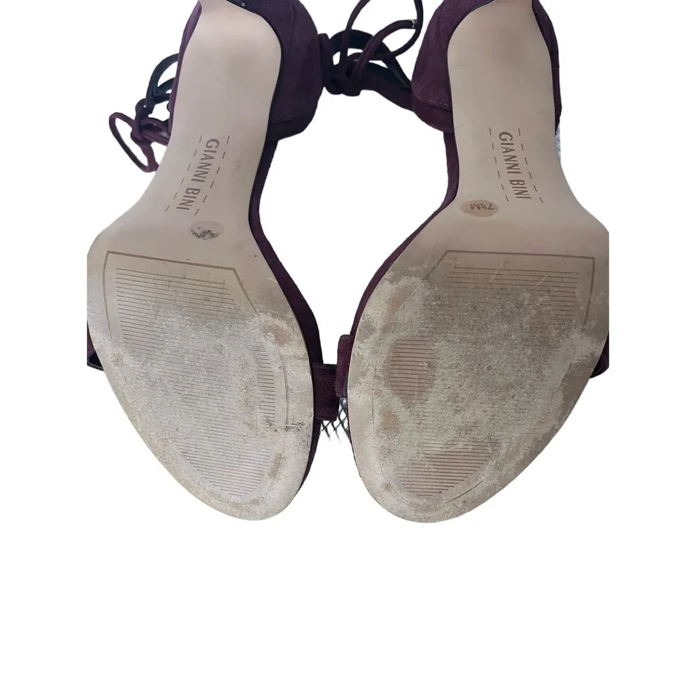 Gianni Bini burgandy Stiletto heels with ankle ties, size 7.5 M elegant, dressy - Image 8
