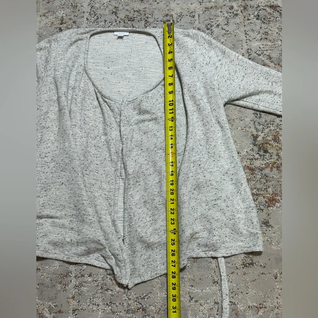 J. Jill PureJill Open Front Waterfall Drawstring Belted Cardigan Size Large Tan - Image 7