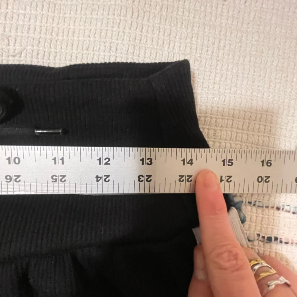 HALARA Black Ribbed Fabric High Waist Knit Track Pantts Sz M Sporty Athleisure - Image 15