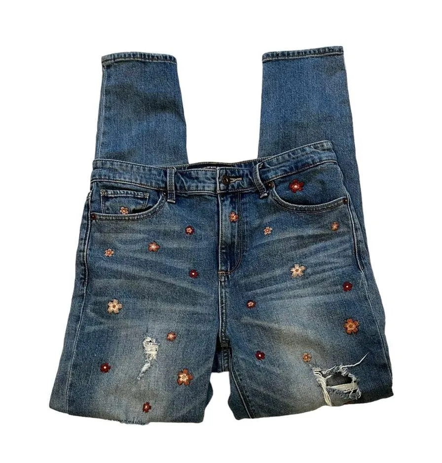 Lucky Brand Bridgette Skinny Distressed Embroidered Floral Jean, Sz 6/28 - Image 6