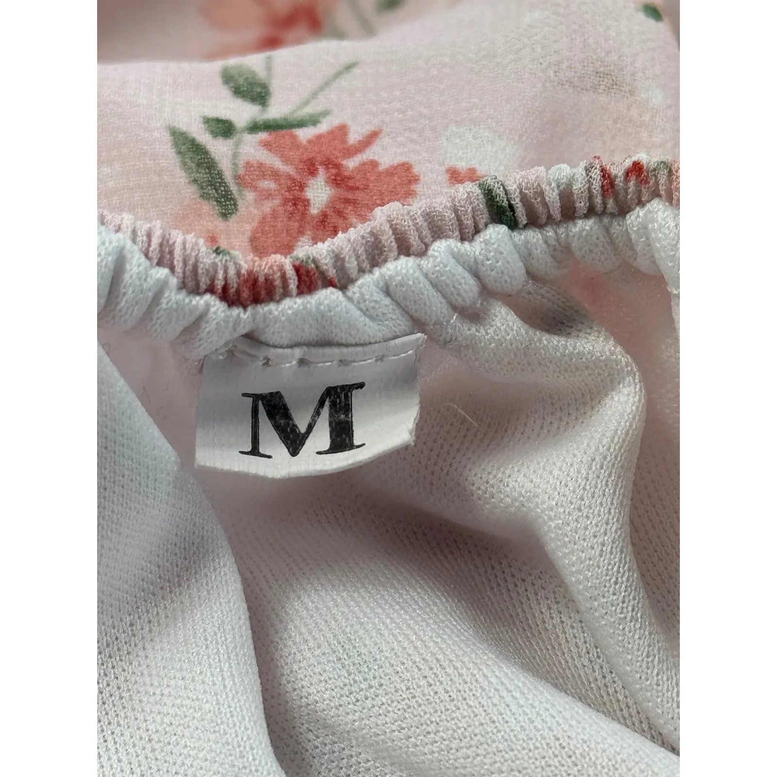 Shein Floral Tiered Midi Dress Off Shoulder Smocked Waist Short Sleeve‎ Pink M - Image 10